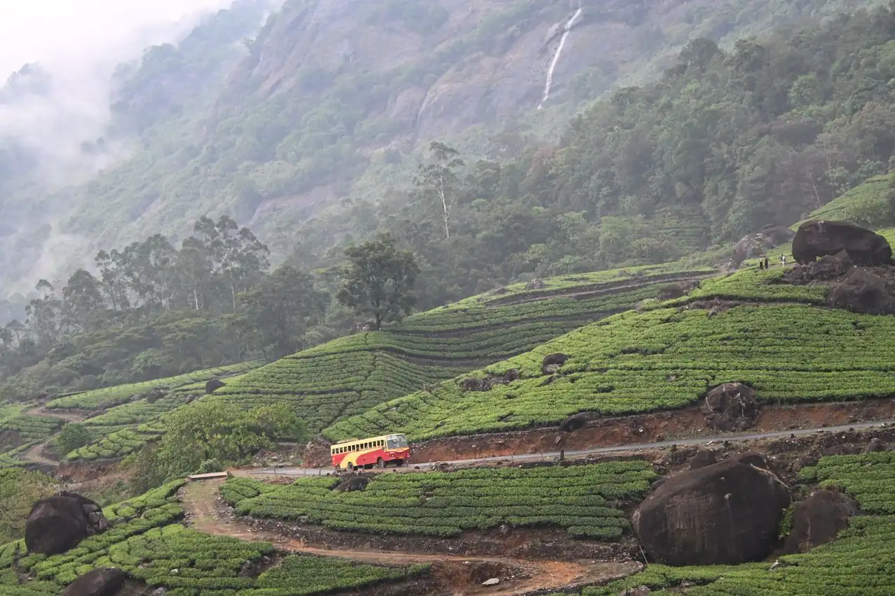 Winding ghat road through the hills between Kochi and Munnar